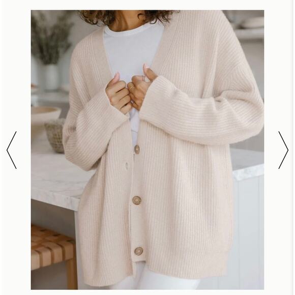 Jenni Kayne 100% Cashmere Cocoon Cardigan XS Oatmeal Knit Sweater  $445 - Picture 2 of 13